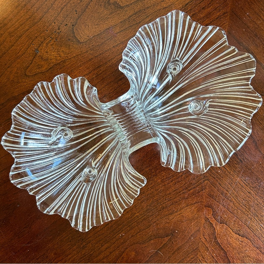 Mikasa footed crystal double shell bowl